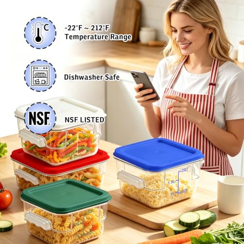 2 Pack 2QT Square Food Storage Containers with Lids, Clear, NSF - color: Blue, size: 2Qt-2 Pack