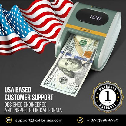 Kolibri KCD-1500 4-Way Orientation USD Counterfeit Money Detector and Bill Value Reader with UV, MG and IR Detection for Small Businesses (Battery not Included) - size: Large (KCD-1500)