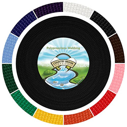 Country Brook Design - 1/2 Inch Polypropylene (Polypro) Webbing - color: Black, size: 10 Yards (Pack of 1)