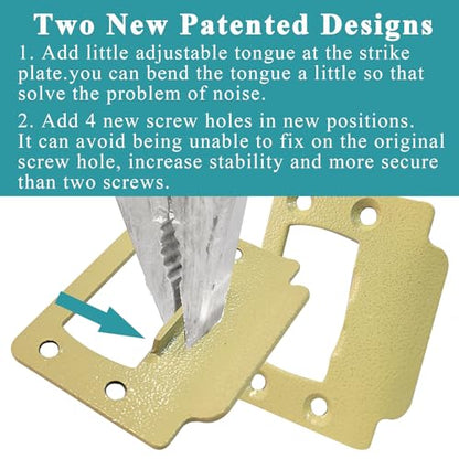 2-1/4" by 1-3/4" Door Latch Restorer Strike Plate for Doors, 2 PCS Door Lock Hardware with Foul 1" Long Screws, Satin Nickel (Antique Brass)
