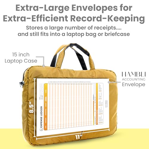 Extra Large Receipt Envelope & Receipts Organizer (Pack of 18) - Efficiently Manage Business Expenses & Log Mileage Trips - 8.5” x 11.0” Inches, Yellow Color- Business Ledger for Small Business - color: Yellow