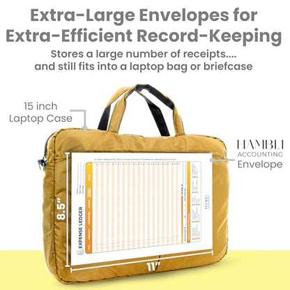 Extra Large Receipt Envelope & Receipts Organizer (Pack of 18) - Efficiently Manage Business Expenses & Log Mileage Trips - 8.5” x 11.0” Inches, Yellow Color- Business Ledger for Small Business - color: Yellow