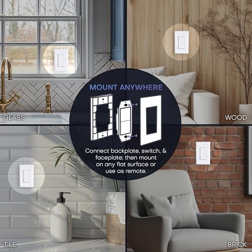 RunLessWire Single Battery-Free Wireless Light Switch Kit - White - color: White, size: Single Kit: 1 Switch Controls 1 Receiver