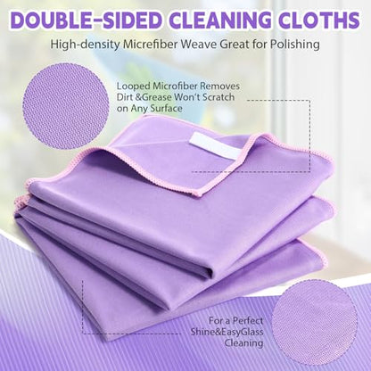 Maxcheck 24 Pack Microfiber Glass Cleaning Cloths, 16" x 16", Purple - color: Purple