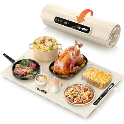 Food Warming Mat 24x16, Foldable Food Warmer for Parties - color: Beige, size: 24x16 inch