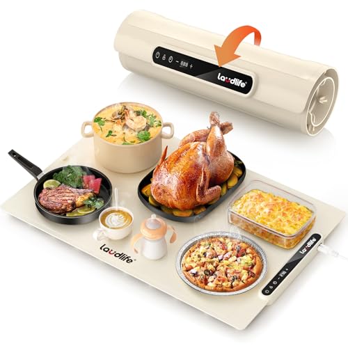 Food Warming Mat 24x16, Foldable Food Warmer for Parties - color: Beige, size: 24x16 inch