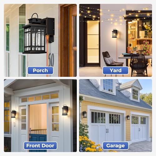 2-Pack Outdoor Wall Light with GFCI Outlet, Black with Gold Trim - color: Black(Gold Trim), size: D2D 2-Pack
