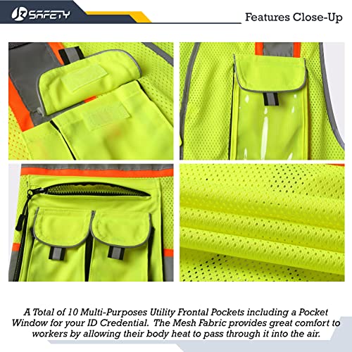 JKSafety Safety Vest for Men Women with Neon Trims JK86 Yellow M - color: Jk086-yellow, size: Medium