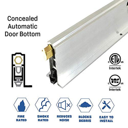 Fire Rated/Light Duty/Mortised/Automatic Door Bottom Seal for Concealed Vertical Rods (7323MA), SMS # 6 x 1/2'' supplied, (48'' L x 9/16'' W x 1-1/2'' H) - size: 48''