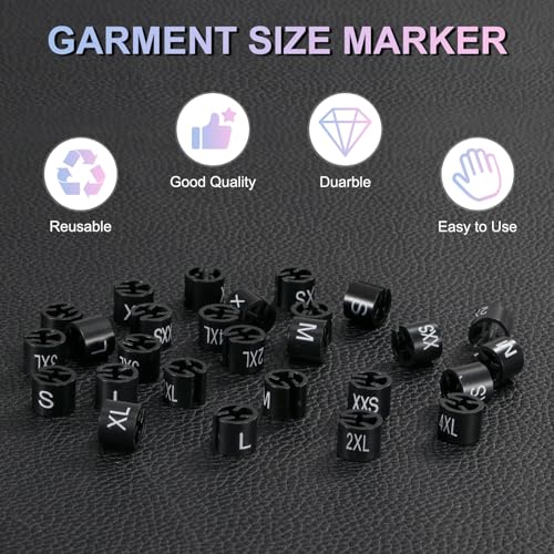 M METERXITY 100-Pack Clothes Hanger Markers, Size XS Garment Tag, Black - color: Black, size: X-Small