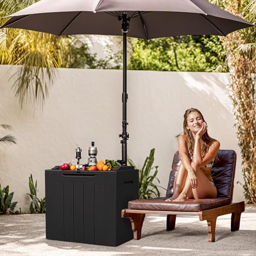 Devoko 31 Gallon Waterproof Outdoor Storage Box Resin Deck Box Lockable and UV Resistant for Patio Furniture,Garden Tools (Black) - color: Black, size: 31 Gallon without Cushion