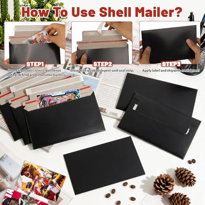 110 Pack Black Trading Card Envelopes, 7x 4.35 Inch Self-Adhesive Card Mailer Envelopes Perfect for Semi-Rigid Sleeves, Trading Card Mailing Supplies - color: Black-110 Pack