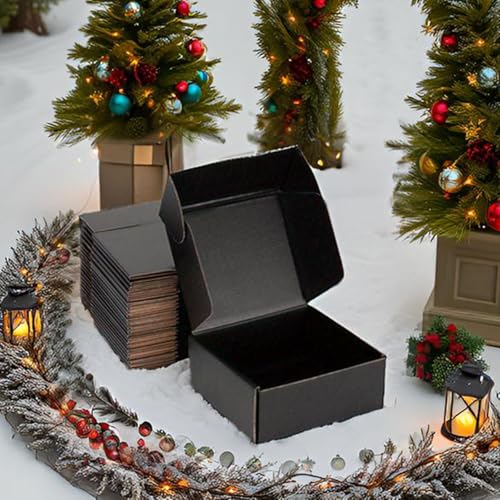 8x8x3 Black Shipping Boxes for Small Business, Packing, 25 Pack - color: Black, size: 8x8x3 Inch