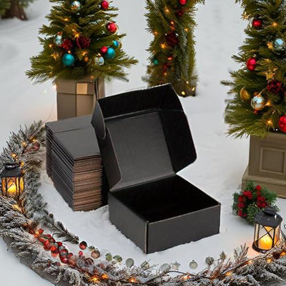 8x8x3 Black Shipping Boxes for Small Business, Packing, 25 Pack - color: Black, size: 8x8x3 Inch