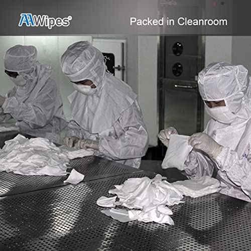 AAWipes Cleanroom Polyester Wipers 4"x4" (Bag of 400 Pcs) Double Knit 100% Polyester Wipes Lint Free Cloths with Ultra-fine Filaments, Laser Sealed Edge, Class 100 Cloths, Ultra-Soft Wipes