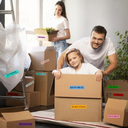 1440 Count 1" x 4.5" Color Coded Moving Labels for Boxes - 24 Rolls - size: 1" x 4.5"