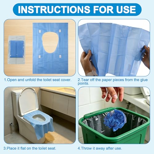 Disposable Toilet Seat Cover (60 Pack) - XL for Adults and Kids, 100% Biodegradable Travel Supplies Essentials for Public Restrooms, Airplane, Camping, Festivals-PE-coated Paper - color: PE-coated Paper