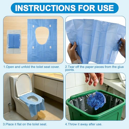 Disposable Toilet Seat Cover (60 Pack) - XL for Adults and Kids, 100% Biodegradable Travel Supplies Essentials for Public Restrooms, Airplane, Camping, Festivals-PE-coated Paper - color: PE-coated Paper