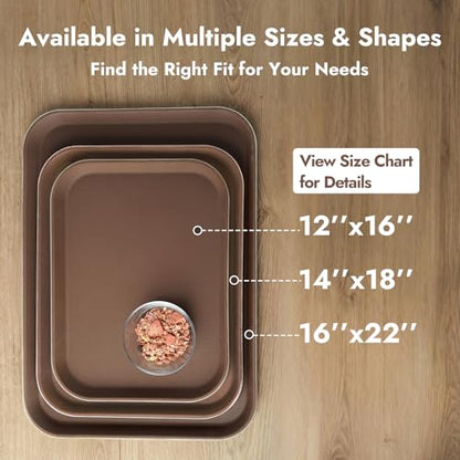 CURTA 2-Pack Restaurant Grade Non-Slip Tray, NSF, 16 Inch x 12 Inch, Plastic Rubber Lined Anti-Skid Rectangular Serving Tray, Brown - color: Brown-rectangular, size: 12 Inch x 16 Inch