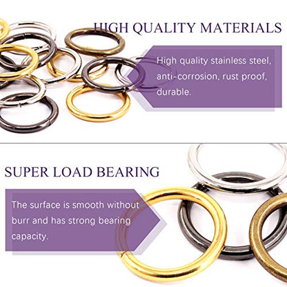 Swpeet 60Pcs Heavy Duty 1 Inch / 25mm Metal O Ring, Webbing Belts Buckle Metal Rings for for Belt Bags DIY Accessories Keychains Belts and Dog Leash - Sliver, Bronze, Gold, Gun-Black (Metal O Ring) - style: Metal O Ring