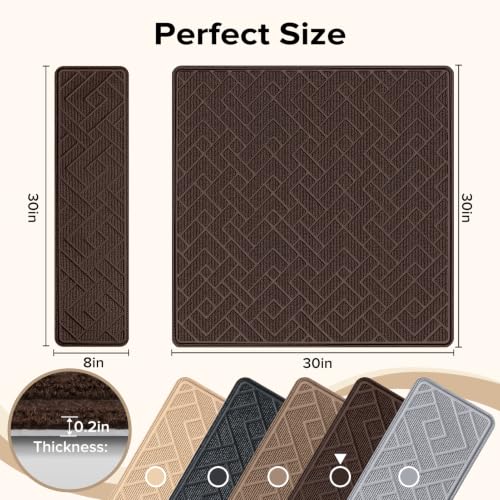 Non Slip Stair Treads for Wooden Steps, 15 Pack 8"x30", Brown - color: Brown, size: 8" x 30"
