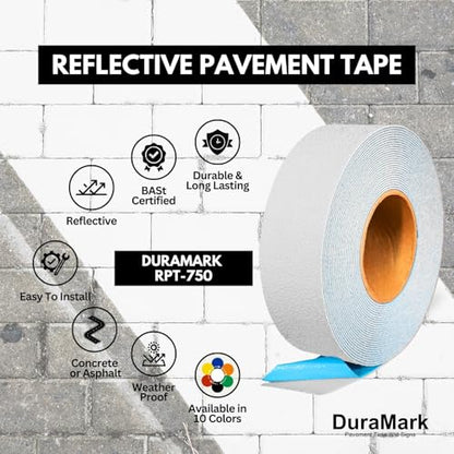 DuraMark RPT-750 Reflective Pavement Marking Tape, White, 2 in x 18 ft - color: White, size: 2 Inch x 18 Ft