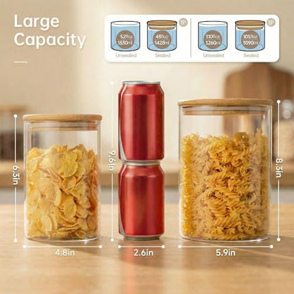 Large Glass Storage Containers with Bamboo Lids for Flour & Sugar, 2 Pack - color: 105oz & 48oz 2 Pack