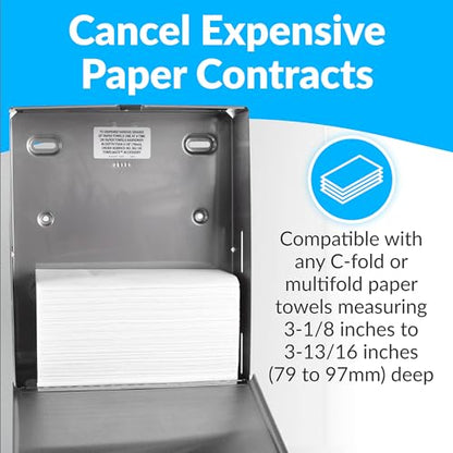 Bobrick B-2620 Surface Mounted Paper Towel Dispenser - Stainless Steel Commercial Bathroom Towel Dispenser with Knob-Latch 400 C-Fold or 525 Multifold Capacity (Pack of 6) - size: 14" (Pack of 6), style: Knob-Latch