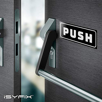 iSYFIX Push Pull Stickers Sign, 5x2 Inch, 2 Pack, Black/White - color: Black / White, size: Horizontal 2x5