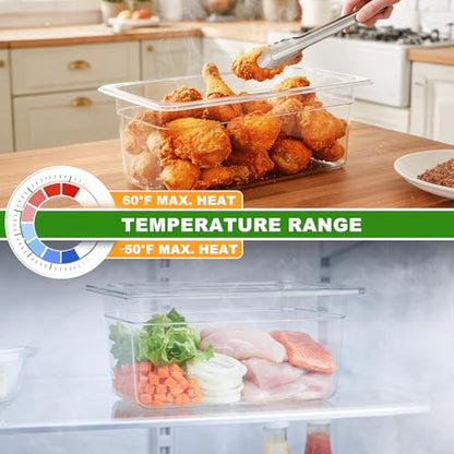West Bay 6-Pack 1/3 Size 6''Deep NSF Polycarbonate Food Pans with Lids - color: 6" Deep 6 Pack, size: 1/3