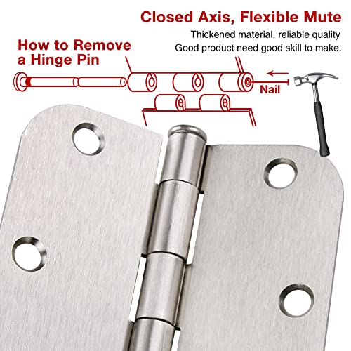 TDCHINGES Rounded Door Hinges Brushed Nickel 3.5 Inch 5/8" Radius 36 Pack - color: Satin Nickel-Rounded, size: 36 Pack