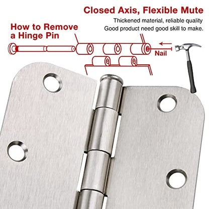 TDCHINGES Rounded Door Hinges Brushed Nickel 3.5 Inch 5/8" Radius 18 Pack - color: Satin Nickel-Rounded, size: 18 Pack