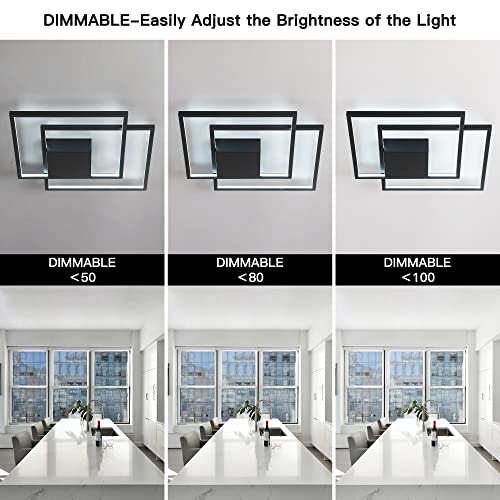 Modern LED Ceiling Light,Black,Frame Flush Mount Ceiling Light - size: 2-light squares