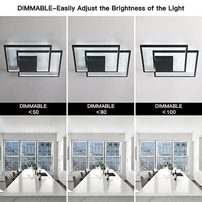 Modern LED Ceiling Light,Black,Frame Flush Mount Ceiling Light - size: 2-light squares