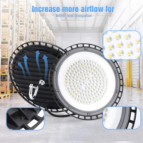 YANYCN 20 Pack 150W UFO Led High Bay Light Fixture,5000K Daylight Commercial Shop Bay Lighting,120VAC,21000LM,[650W MH/HPS Equiv.] US Plug Area Lighting for Warehouse/Barn/Gym/Factory/Workshop