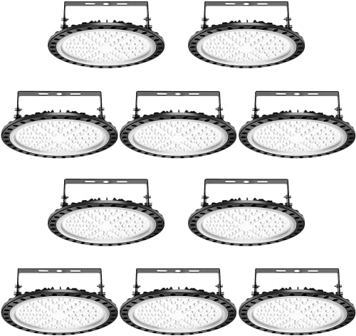 10 Pack 300W UFO LED High Bay Light, 30000LM Commercial Daylight 6500K, IP65 Waterproof, LED Warehouse Shop Garage Light - color: 10 Packs, size: 300watt