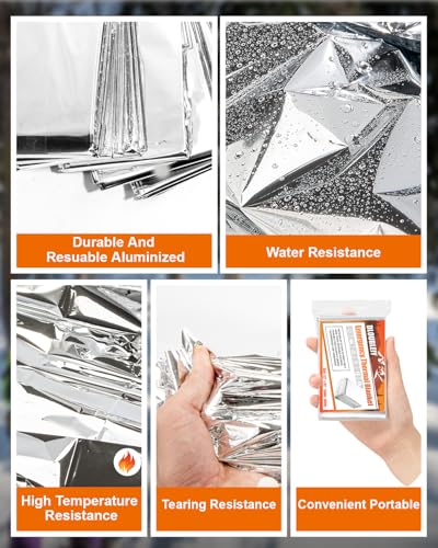 10-Pack Emergency Mylar Blankets, Thermal Space Blankets - size: 10 Pack