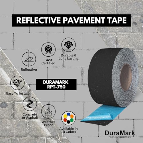 DuraMark RPT-750 Reflective Pavement Marking Tape, Black, 3 in x 18 ft - color: Black, size: 3 Inch x 18 Ft