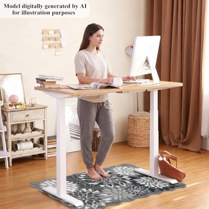 HEBE Anti Fatigue Kitchen Rugs Set of 3, Cushioned Kitchen Mats for Floor - color: Black/Floral