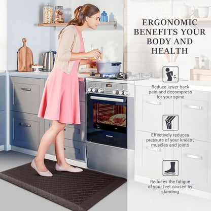 HappyTrends Kitchen Floor Mat - 4/5 Inch Thick Anti-Fatigue Kitchen Rug - color: Chocolate, size: 36"L x 22"W x 0.8"Th