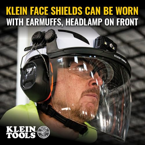 KLEIN TOOLS 60528 Full-Brim Hard Hat Face Shield, Clear, One Size - size: Full Brim Clear