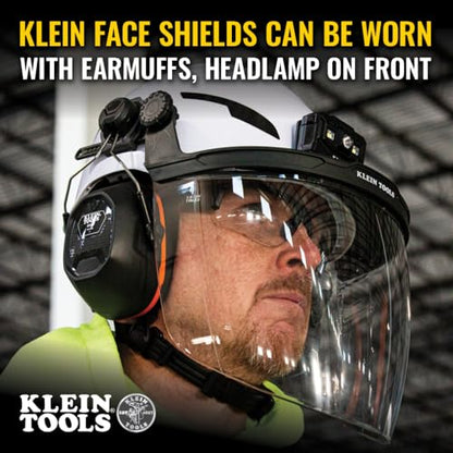 KLEIN TOOLS 60528 Full-Brim Hard Hat Face Shield, Clear, One Size - size: Full Brim Clear