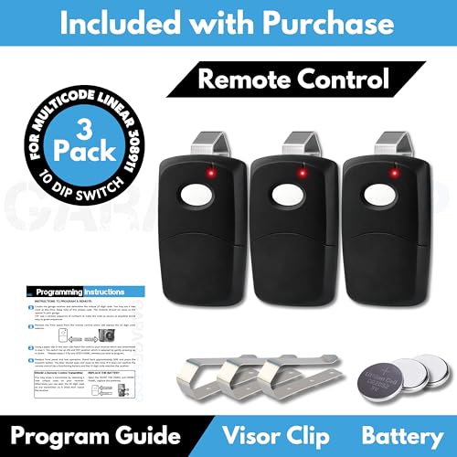 3X Gate Opener Remote for Multi-Code 308911, 300MHz, 10 Dip Switch - color: Three-Black