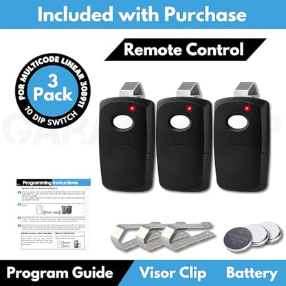 3X Gate Opener Remote for Multi-Code 308911, 300MHz, 10 Dip Switch - color: Three-Black