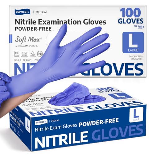 Supmedic Soft Max™ Nitrile Exam Gloves, Powder-Free Disposable Blue Iris - color: 100 Large (Blue Iris)