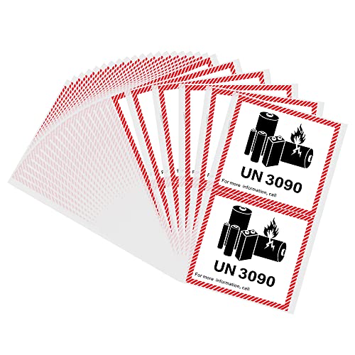 HYBSK 50PCS 4.7" x 4.3" Lithium Ion Battery Transport Caution Warning Labels for Shipping (UN3090) - size: UN3090