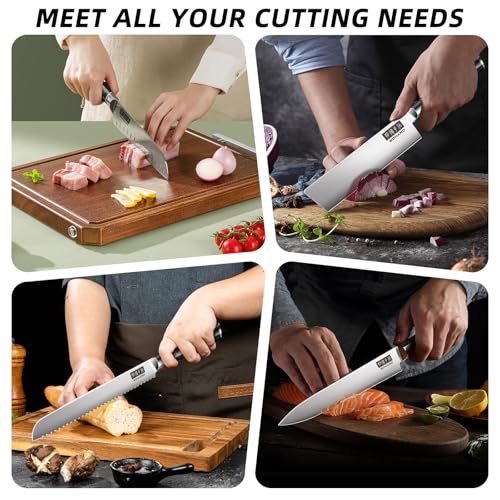 MDHAND Chef Knife Set with Roll Bag, Ultra Sharp Japanese Kitchen Knife Set - size: 9PCS Chef Knife Set