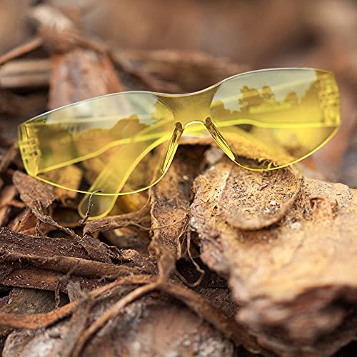 BISON LIFE Yellow Safety Glasses for Men & Women, ANSI Z87.1, 12 Pack - color: Yellow/Yellow