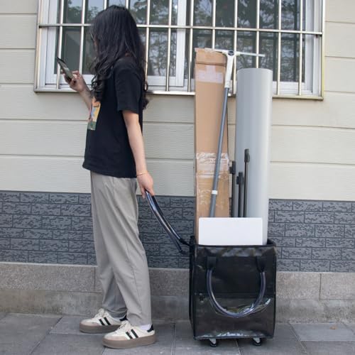 Small Black Reusable Grocery Bag on Wheels, Folding Rolling Tote - color: Black, size: Small