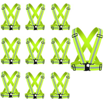 Reflective Safety Vest 2pcs - High Visibility Vest Adjustable Straps for Outdoor Jogging, Cycling, Walking and Riding - color: Green